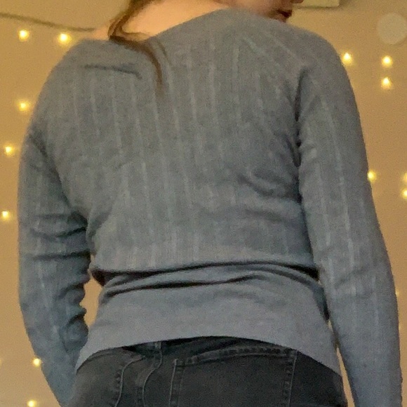 White House Black Market Gray Sweater with Silver Buttons - Picture 4 of 7